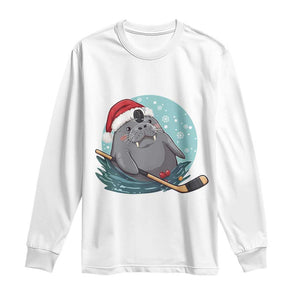 Snowy Seal Ice Hockey Lover Long Sleeve Shirt Funny Christmas Gift TS12 White Print Your Wear