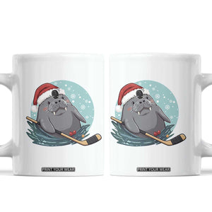 Snowy Seal Ice Hockey Lover Coffee Mug Funny Christmas Gift TS12 White Print Your Wear