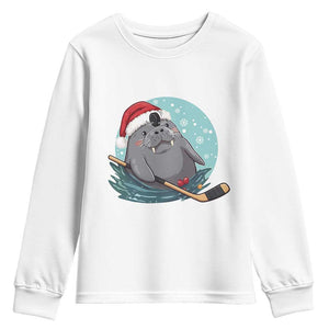 Snowy Seal Ice Hockey Lover Youth Sweatshirt Funny Christmas Gift TS12 White Print Your Wear