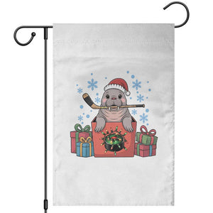 Santa Seal Playing Ice Hockey Garden Flag Funny Christmas Gift TS12 White Print Your Wear