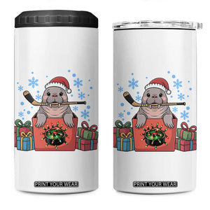 Santa Seal Playing Ice Hockey 4 in 1 Can Cooler Tumbler Funny Christmas Gift TS12 One Size: 16 oz White Print Your Wear