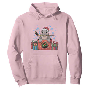 Santa Seal Playing Ice Hockey Hoodie Funny Christmas Gift TS12 Light Pink Print Your Wear