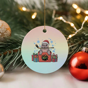 Santa Seal Playing Ice Hockey Ceramic Ornament Funny Christmas Gift TS12 1pc Pastel Print Your Wear