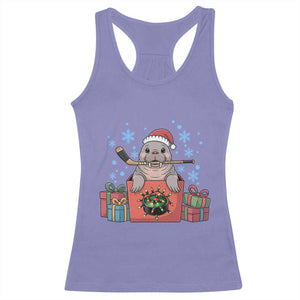 Santa Seal Playing Ice Hockey Racerback Tank Top Funny Christmas Gift TS12 Violet Print Your Wear