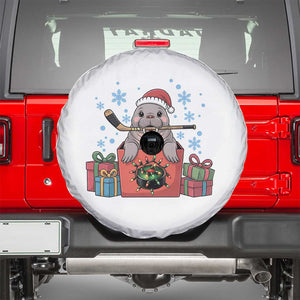 Santa Seal Playing Ice Hockey Spare Tire Cover Funny Christmas Gift TS12 White Print Your Wear