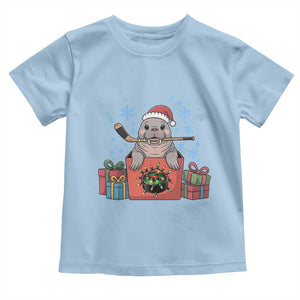 Santa Seal Playing Ice Hockey Toddler T Shirt Funny Christmas Gift TS12 Light Blue Print Your Wear