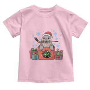 Santa Seal Playing Ice Hockey Toddler T Shirt Funny Christmas Gift TS12 Light Pink Print Your Wear