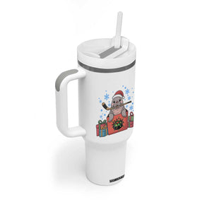 Santa Seal Playing Ice Hockey Tumbler With Handle Funny Christmas Gift TS12 Print Your Wear