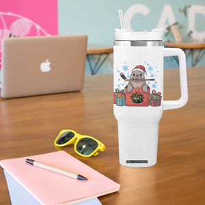 Santa Seal Playing Ice Hockey Tumbler With Handle Funny Christmas Gift TS12 Print Your Wear