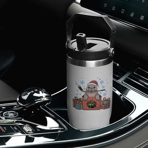 Santa Seal Playing Ice Hockey Flip Straw Tumbler Funny Christmas Gift TS12 Print Your Wear