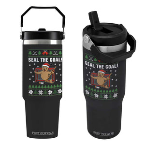 Funny Seal The Goal Flip Straw Tumbler Goalie Ice Hockey Player Gift TS12 One Size: 30 oz Black Print Your Wear