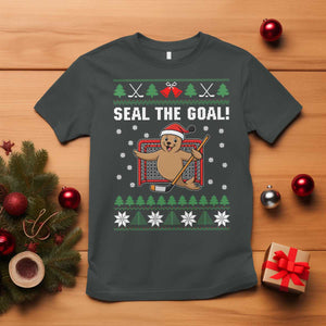 Funny Seal The Goal T Shirt Goalie Ice Hockey Player Gift TS12 Dark Heather Print Your Wear
