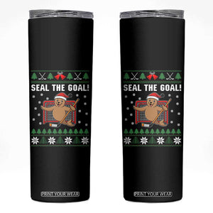 Funny Seal The Goal Skinny Tumbler Goalie Ice Hockey Player Gift TS12 Black Print Your Wear