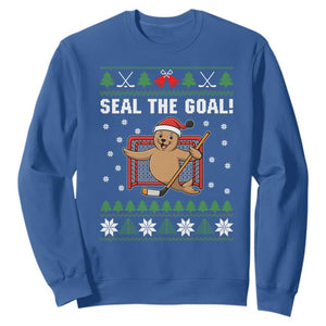 Funny Seal The Goal Sweatshirt Goalie Ice Hockey Player Gift TS12 Royal Blue Print Your Wear