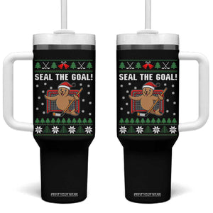 Funny Seal The Goal Tumbler With Handle Goalie Ice Hockey Player Gift TS12 One Size: 40 oz Black Print Your Wear