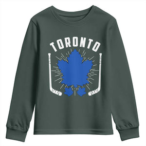 Toronto Ice Hockey Lover Youth Sweatshirt Vintage Canada Gift TS12 Dark Forest Green Print Your Wear