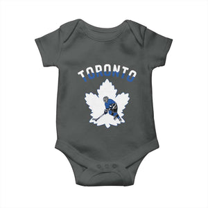 Toronto Ice Hockey Player Baby Onesie Canadian Winter Sport TS12 Dark Heather Print Your Wear