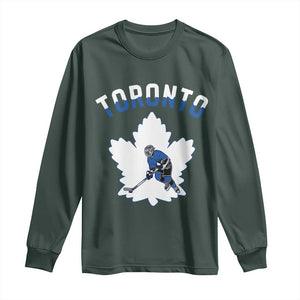Toronto Ice Hockey Player Long Sleeve Shirt Canadian Winter Sport TS12 Dark Forest Green Print Your Wear