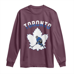 Toronto Ice Hockey Player Long Sleeve Shirt Canadian Winter Sport TS12 Maroon Print Your Wear