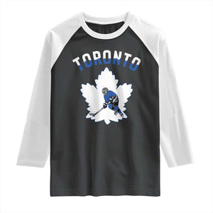 Toronto Ice Hockey Player Raglan Shirt Canadian Winter Sport TS12 Black White Print Your Wear