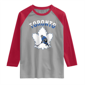 Toronto Ice Hockey Player Raglan Shirt Canadian Winter Sport TS12 Sport Gray Red Print Your Wear
