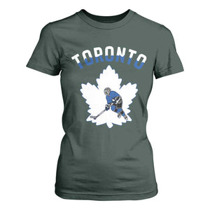 Toronto Ice Hockey Player T Shirt For Women Canadian Winter Sport TS12 Dark Forest Green Print Your Wear