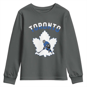 Toronto Ice Hockey Player Youth Sweatshirt Canadian Winter Sport TS12 Dark Heather Print Your Wear
