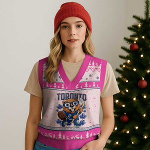 Toronto Ice Hockey Beaver V-Neck Knit Sweater Vest Canadian Pride Gift TS12 Hot Pink Print Your Wear