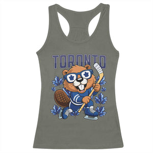 Toronto Ice Hockey Beaver Racerback Tank Top Canadian Pride Gift TS12 Military Green Print Your Wear