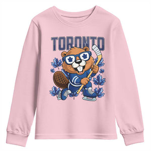 Toronto Ice Hockey Beaver Youth Sweatshirt Canadian Pride Gift TS12 Light Pink Print Your Wear