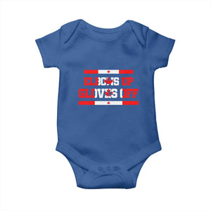 Elbows Up Gloves Off Baby Onesie Canadian Ice Hockey Lover Gift TS12 Royal Blue Print Your Wear