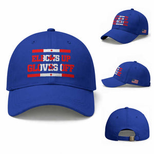 Elbows Up Gloves Off Baseball Cap Canadian Ice Hockey Lover Gift TS12 Baseball Cap Universal Fit Royal Blue Print Your Wear