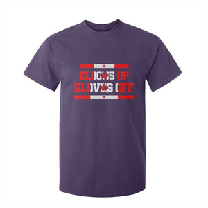 Elbows Up Gloves Off T Shirt For Kid Canadian Ice Hockey Lover Gift TS12 Purple Print Your Wear
