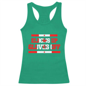 Elbows Up Gloves Off Racerback Tank Top Canadian Ice Hockey Lover Gift TS12 Irish Green Print Your Wear