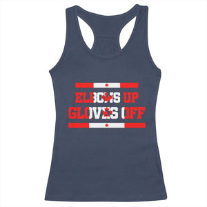 Elbows Up Gloves Off Racerback Tank Top Canadian Ice Hockey Lover Gift TS12 Navy Print Your Wear