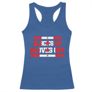 Elbows Up Gloves Off Racerback Tank Top Canadian Ice Hockey Lover Gift TS12 Royal Blue Print Your Wear