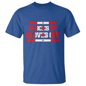 Elbows Up Gloves Off T Shirt Canadian Ice Hockey Lover Gift TS12 Royal Blue Print Your Wear
