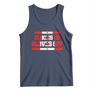 Elbows Up Gloves Off Tank Top Canadian Ice Hockey Lover Gift TS12 Navy Print Your Wear