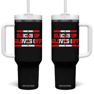 Elbows Up Gloves Off Tumbler With Handle Canadian Ice Hockey Lover Gift TS12 One Size: 40 oz Black Print Your Wear