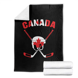 Canada Hockey Fan Ice Hockey Gear Red White Gift Throw Blanket TS12 Black Print Your Wear