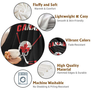 Canada Hockey Fan Ice Hockey Gear Red White Gift Throw Blanket TS12 Print Your Wear