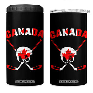 Canada Hockey Fan Ice Hockey Gear Red White Gift 4 in 1 Can Cooler Tumbler TS12 One Size: 16 oz Black Print Your Wear