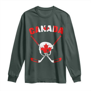 Canada Hockey Fan Ice Hockey Gear Red White Gift Long Sleeve Shirt TS12 Dark Forest Green Print Your Wear