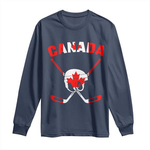Canada Hockey Fan Ice Hockey Gear Red White Gift Long Sleeve Shirt TS12 Navy Print Your Wear