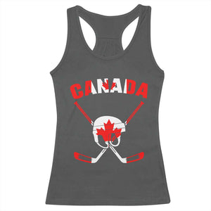 Canada Hockey Fan Ice Hockey Gear Red White Gift Racerback Tank Top TS12 Dark Heather Print Your Wear