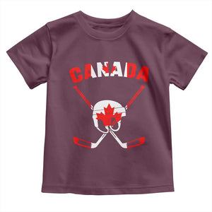 Canada Hockey Fan Ice Hockey Gear Red White Gift Toddler T Shirt TS12 Maroon Print Your Wear
