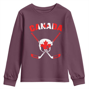 Canada Hockey Fan Ice Hockey Gear Red White Gift Youth Sweatshirt TS12 Maroon Print Your Wear