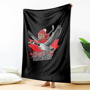 Elbows Up Gloves Off Throw Blanket Canadian Ice Hockey Beaver Gift TS12 Print Your Wear