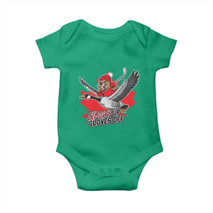 Elbows Up Gloves Off Baby Onesie Canadian Ice Hockey Beaver Gift TS12 Irish Green Print Your Wear
