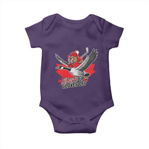 Elbows Up Gloves Off Baby Onesie Canadian Ice Hockey Beaver Gift TS12 Purple Print Your Wear